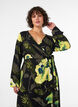 Robe portefeuille fleurie en viscose avec une ceinture &agrave; nouer, Noir, Model image number 2