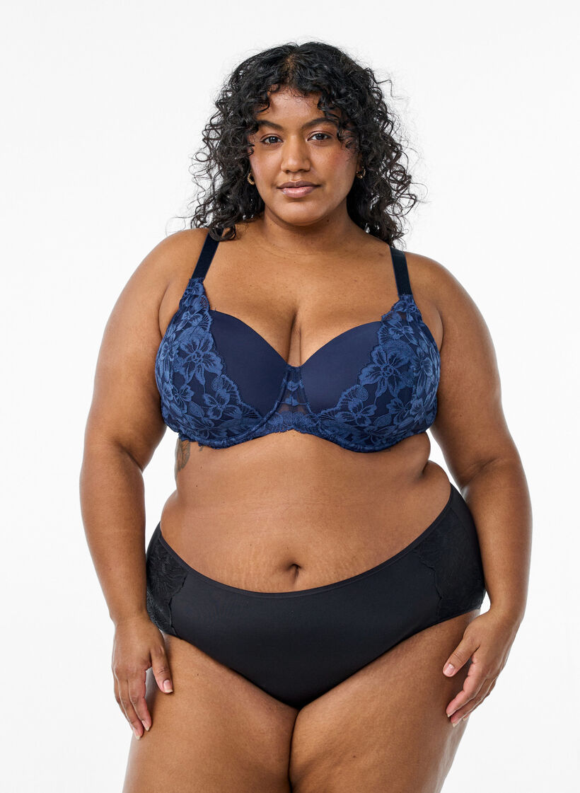 Pack de 2 culottes avec taille régulière, Noir, Model image number 0