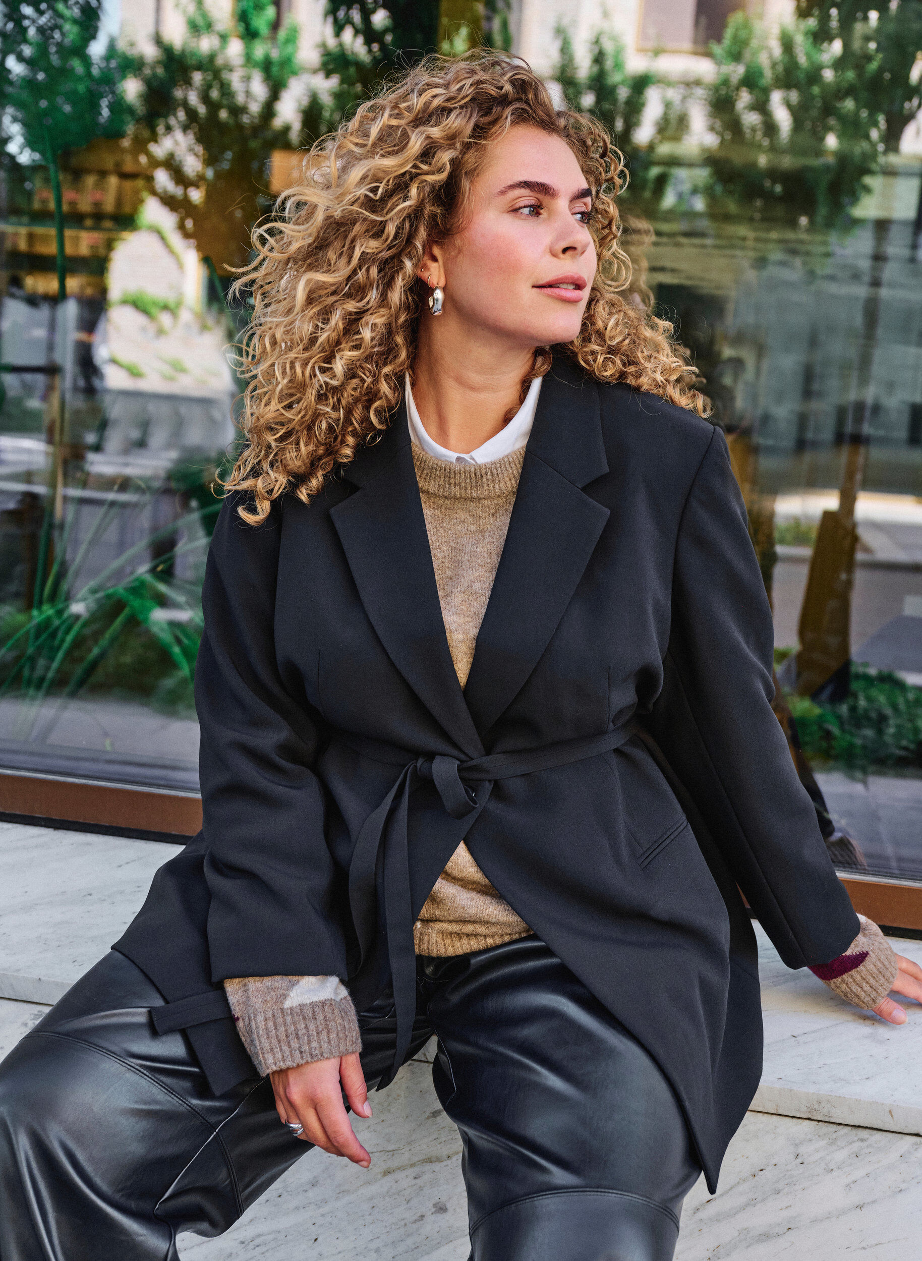 Blazer avec ceinture &agrave; nouer amovible