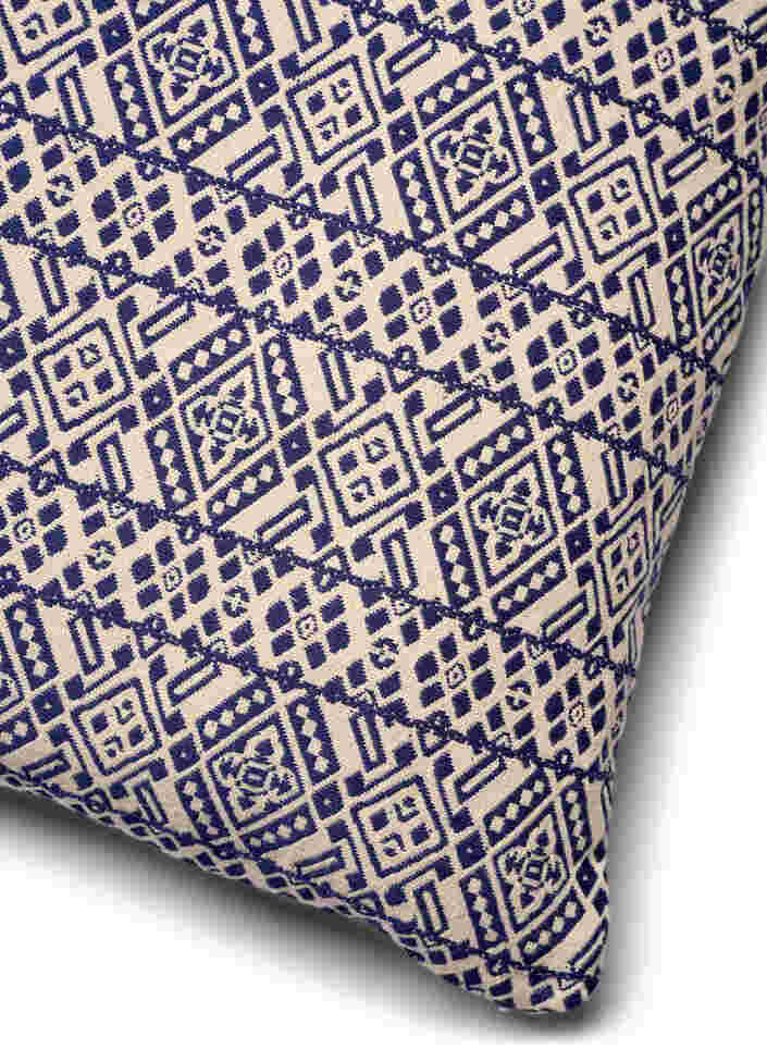 Housse de coussin à motif jacquard, Dark Blue/White, Packshot image number 2