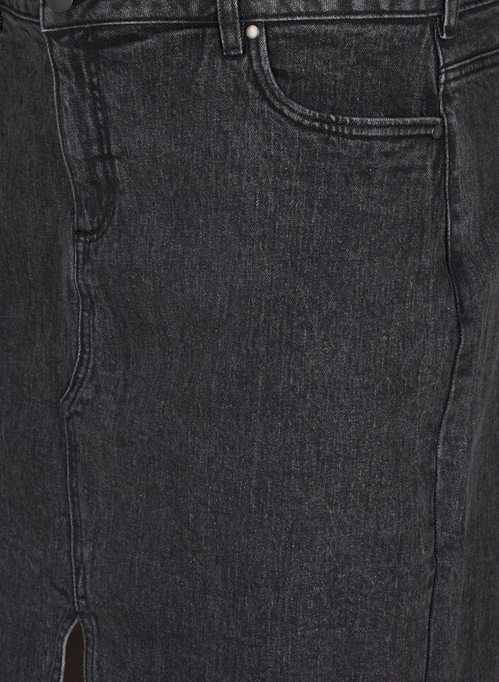 Denim rok met split aan de voorkant, Dark Grey Denim, Packshot image number 2