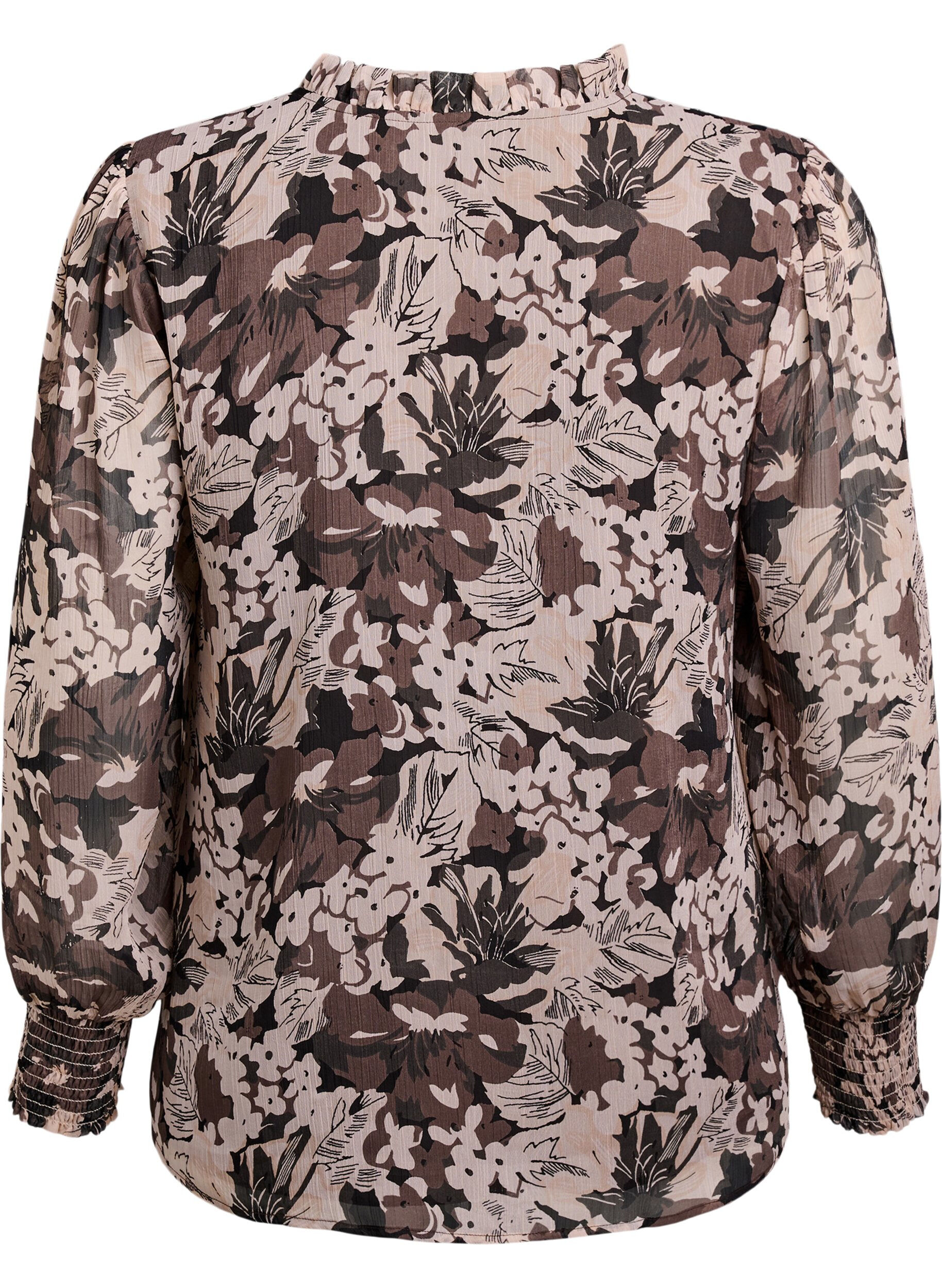 ZizziBlouse met bloemenprint, Zwart, Packshot image number 1