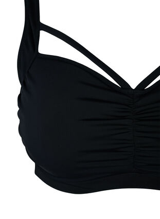 Soutien-gorge de bikini avec drapage et lanière, Black, Packshot image number 2