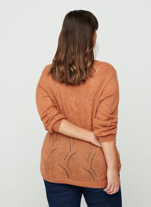 Gebreide blouse met patroon en wol, Amber Brown MEL, Model image number 1
