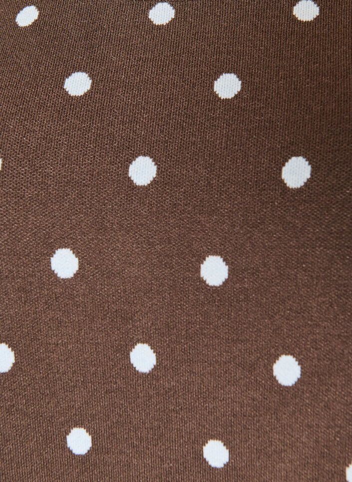 Gebreide blouse met korte mouwen en stippen, Bruin, Packshot image number 2