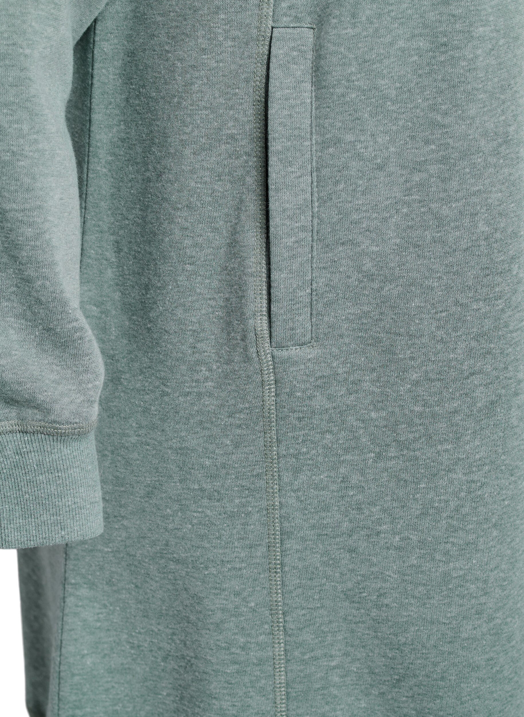 Zizzi FLASH - Robe sweat-shirt courte &agrave; col montant et poches, Vert, Packshot image number 3