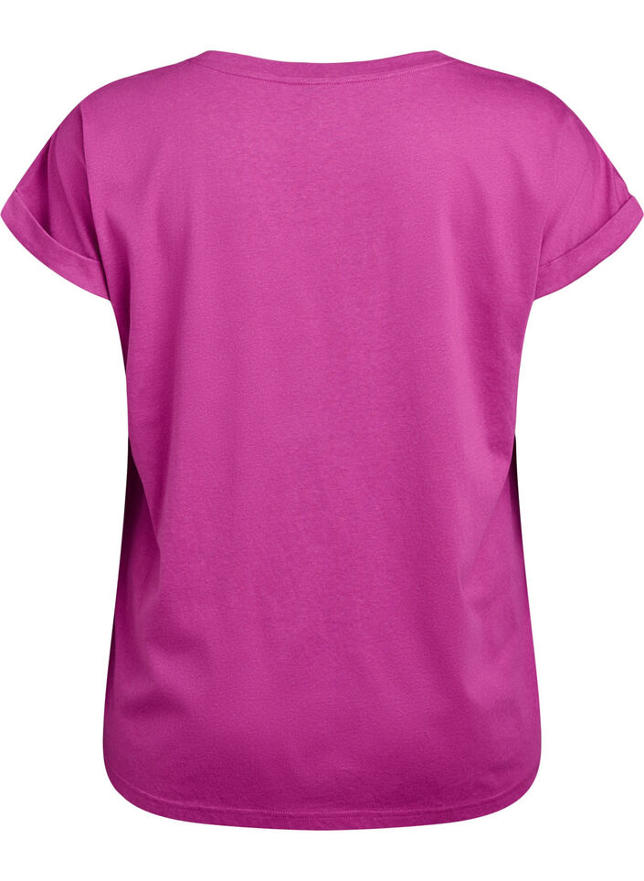 T-shirt &agrave; manches courtes en m&eacute;lange de coton, Violet, Packshot image number 1