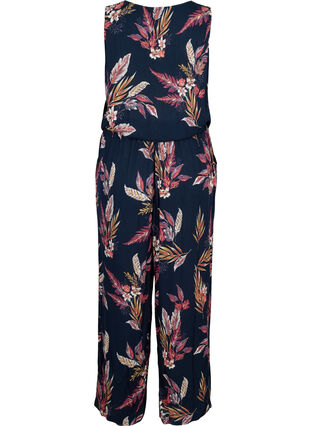 Viscose jumpsuit met tailleband en v-hals, Indian Summer Flower, Packshot image number 1
