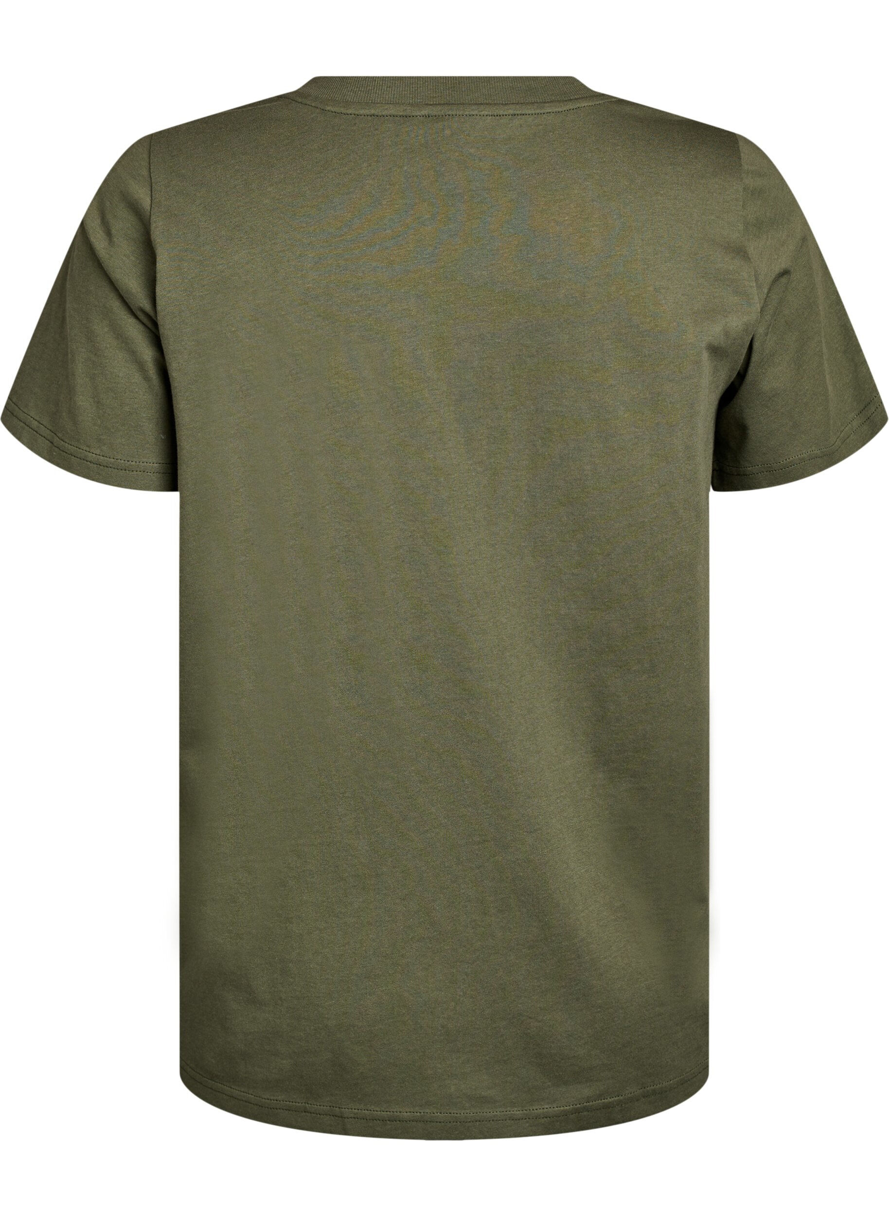 Zizzi T-shirt en coton simple avec encolure en V, Vert, Packshot image number 1