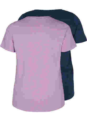 Set van 2 basic t-shirts in katoen, Paisley Purple/Navy, Packshot image number 1