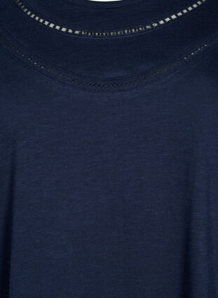 T-shirt en coton avec ruban en dentelle, Navy Blazer, Packshot image number 2