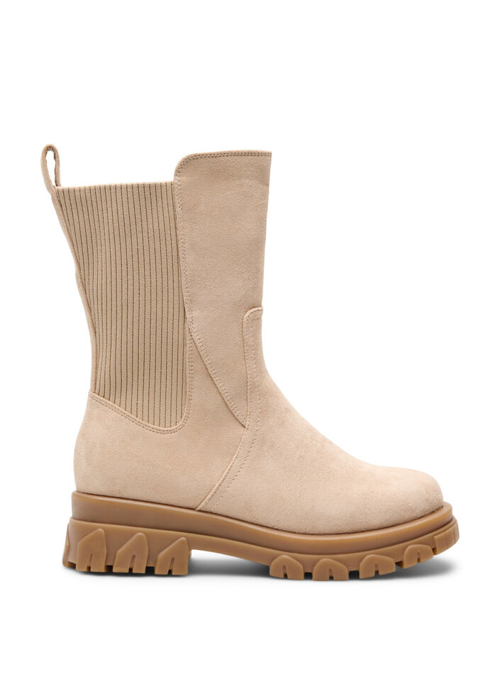 Bottines &agrave; semelle &eacute;paisse en su&eacute;dine, Beige, Packshot