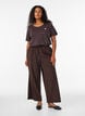 Pantalon en velours c&ocirc;tel&eacute; &agrave; coupe ample et taille haute, Marron, Model image number 0