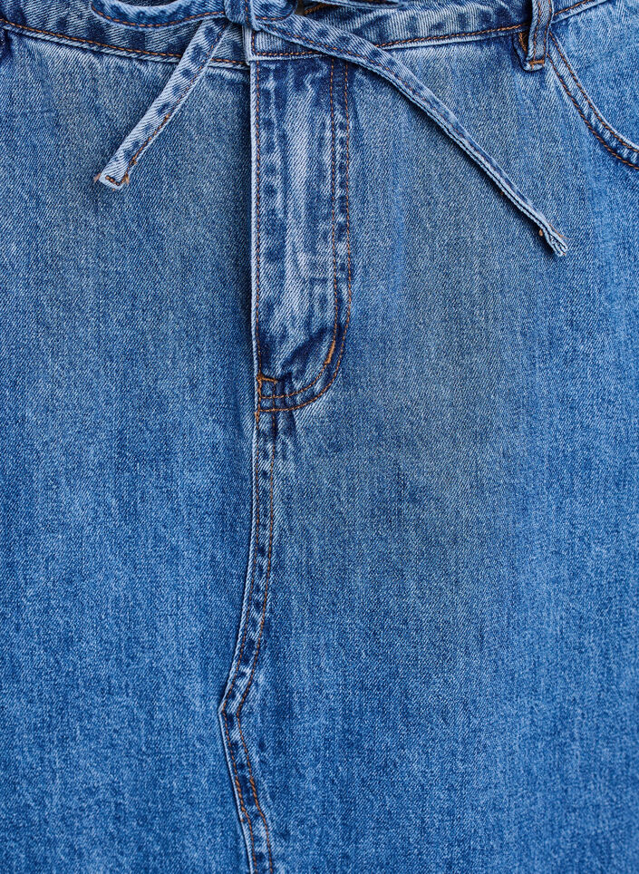 Denim maxirok met strikceintuur, Blauw, Packshot image number 2