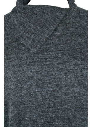 Gebreide poncho met kraag en korte mouwen, Dark Grey Melange, Packshot image number 2