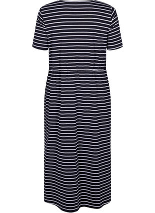 Katoenen midi-jurk met korte mouwen, Black Stripe, Packshot image number 1