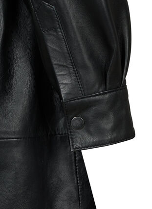 Veste chemise longue en cuir, Black, Packshot image number 2