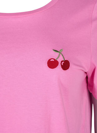 T-shirt en coton avec une cerise brodée, Roseb. W. CherryEMB., Packshot image number 2
