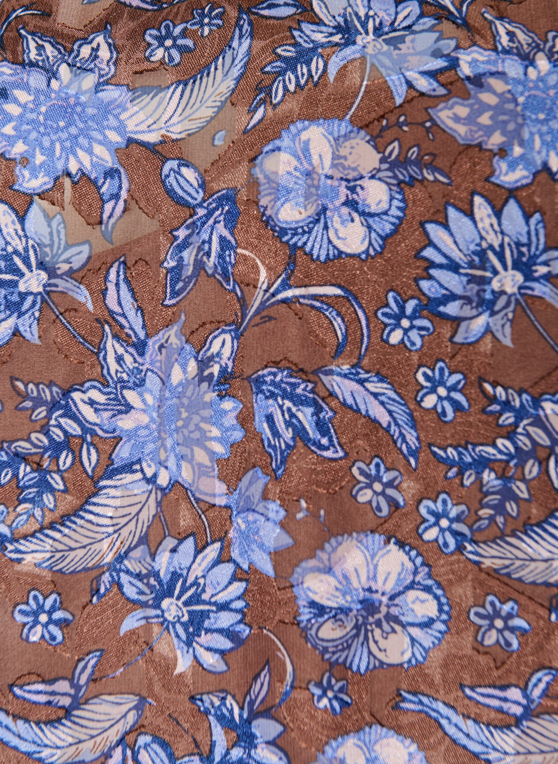 ZizziMidijurk met bloemenprint en ruchezoom, Bruin, Packshot image number 2