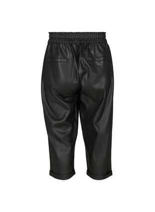Pantalon 3/4 en simili-cuir, Black, Packshot image number 1