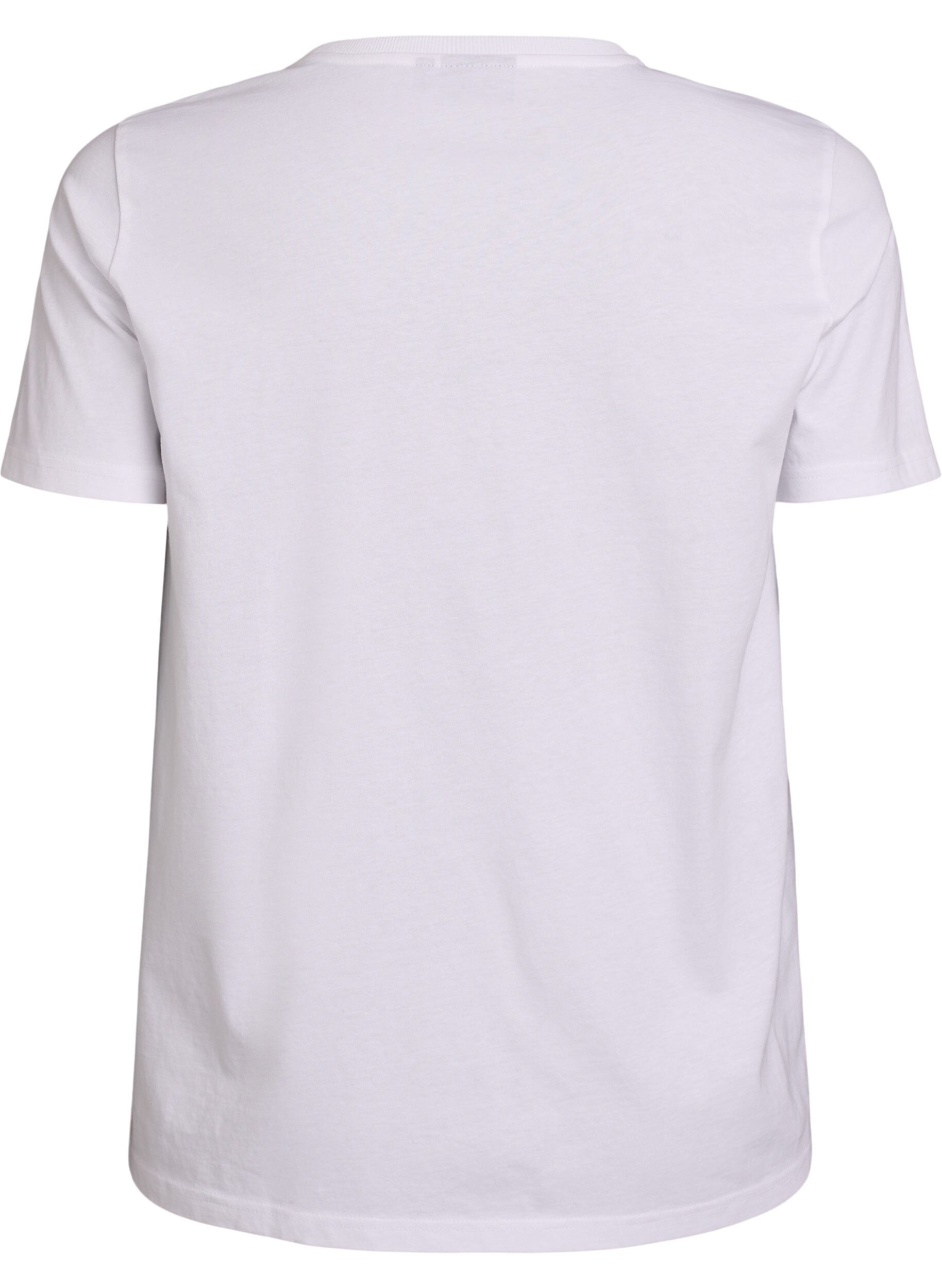 Zizzi T-shirt en coton avec imprim&eacute; fruits et texte, Blanc, Packshot image number 1