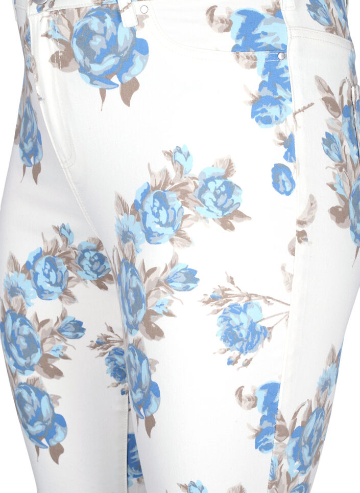 Superslanke Amy jeans met bloemenprint, Wit, Packshot image number 2