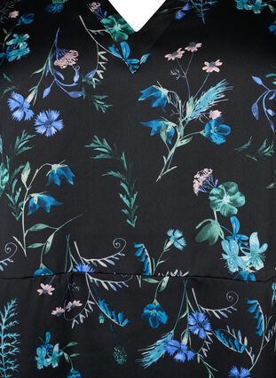 Midi-jurk met lange mouwen en bloemenprint, Blue Flower AOP, Packshot image number 2