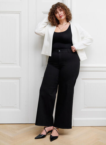 Jean large taille haute, Black, Image image number 0