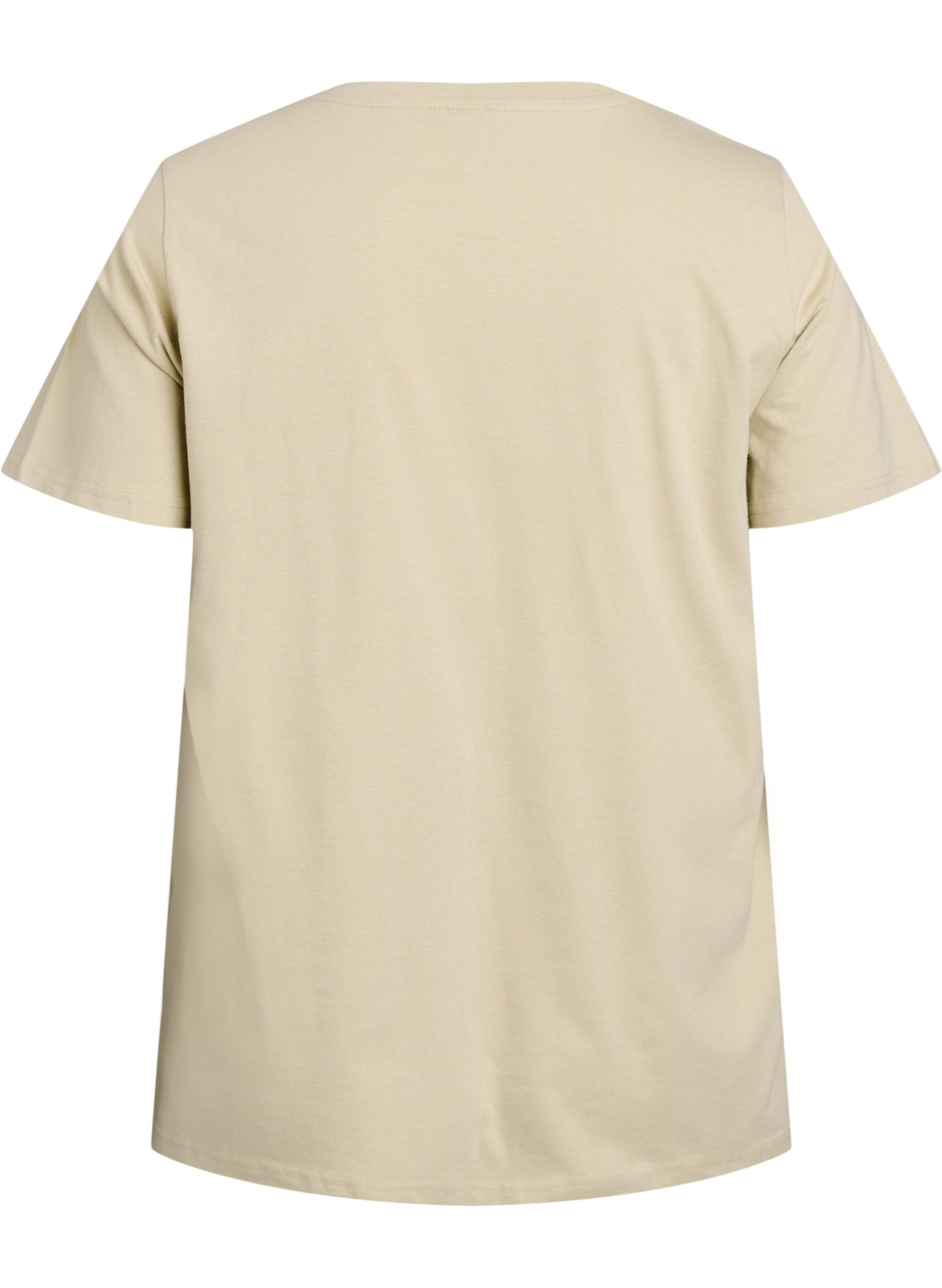 ZizziT-shirt in biologisch katoen met pareltekst, Beige, Packshot image number 1