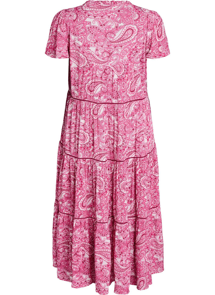 Robe midi en viscose &agrave; motif, Rose, Packshot image number 1