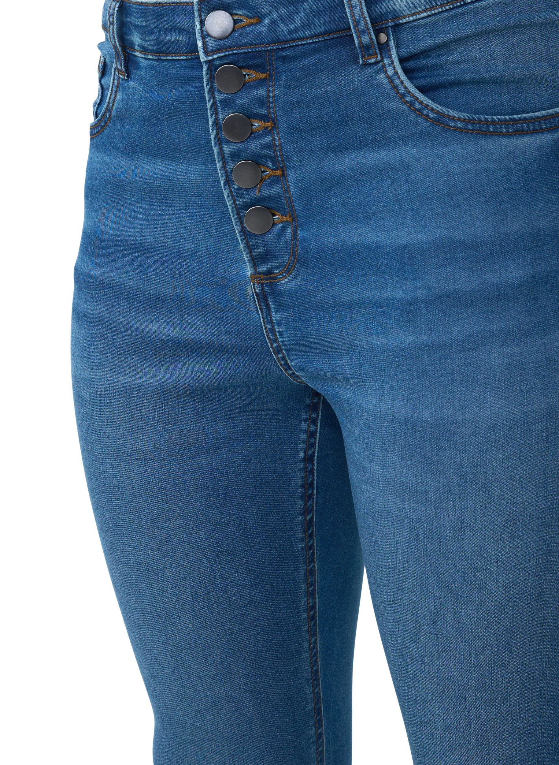 ZizziHigh-waisted Amy jeans met knoopsluiting, Blue Denim, Packshot image number 2