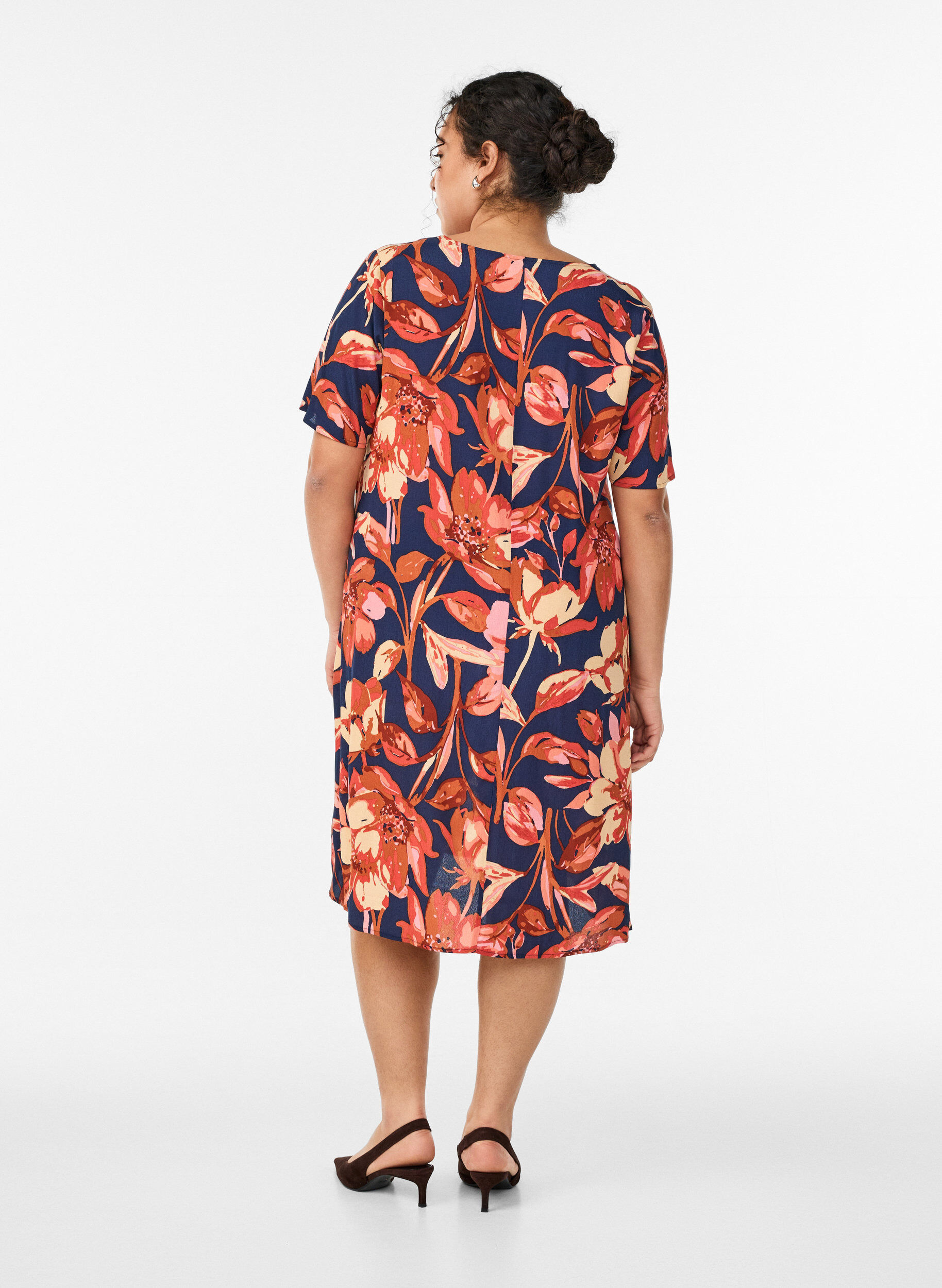 ZizziViscose A-lijn jurk, Oranje, Model image number 2