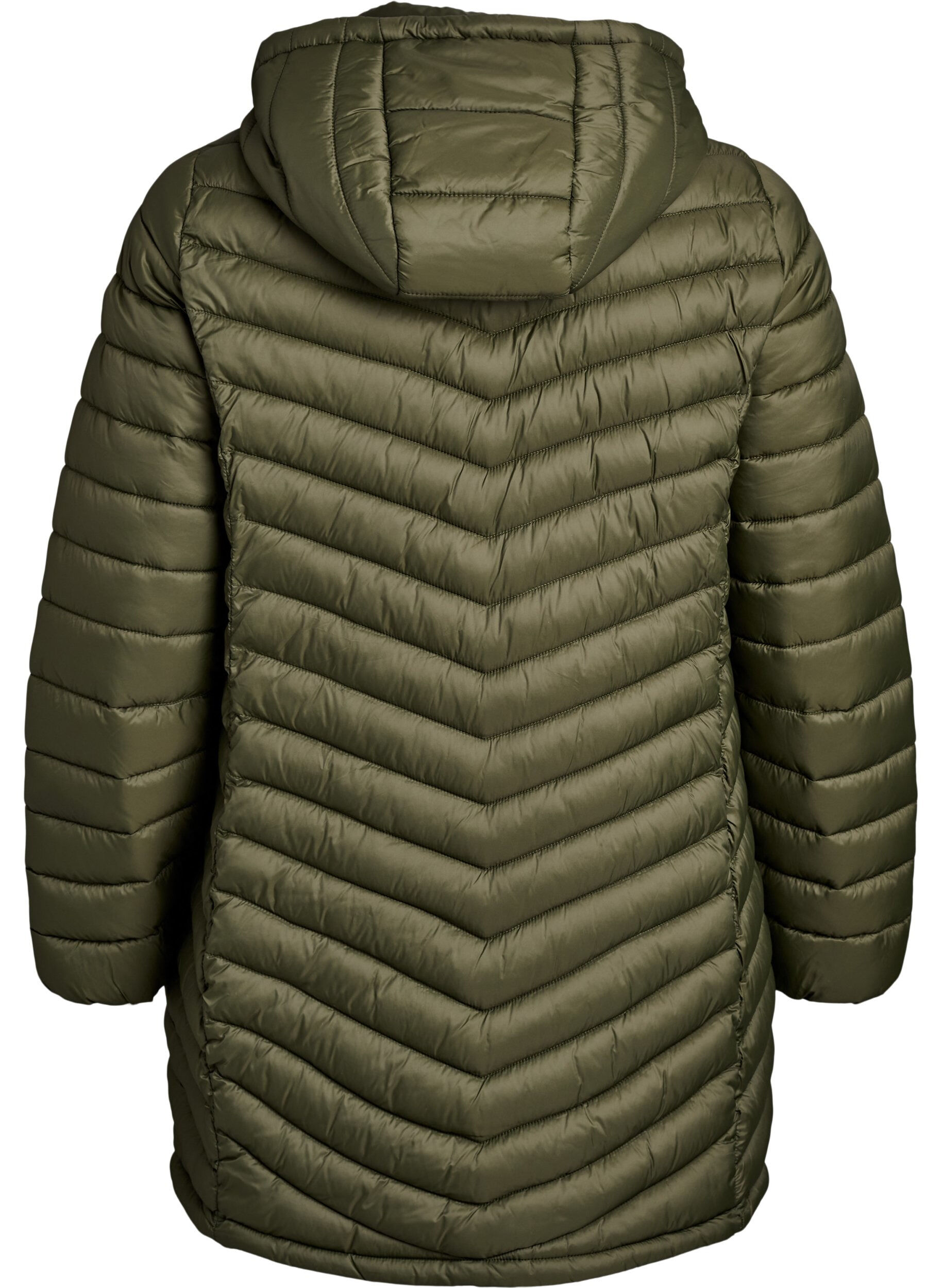 ZizziLichtgewicht jas met zakken en een afneembare capuchon, Groen, Packshot image number 1