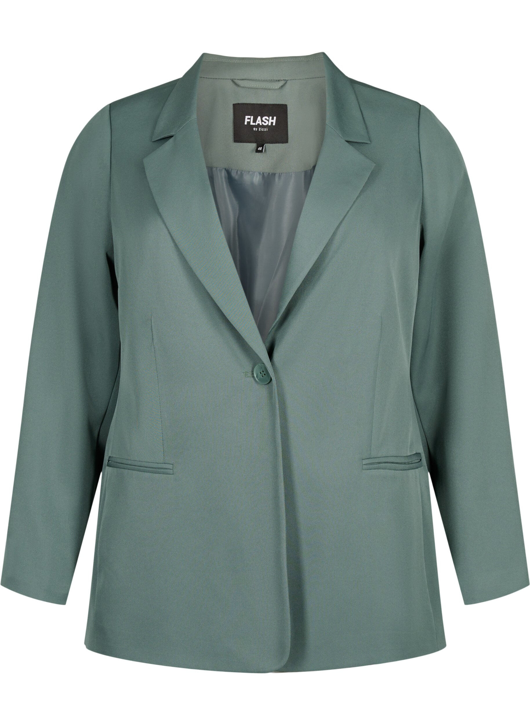 Zizzi FLASH - Blazer simple avec bouton, Vert fonc&eacute;, Packshot image number 0