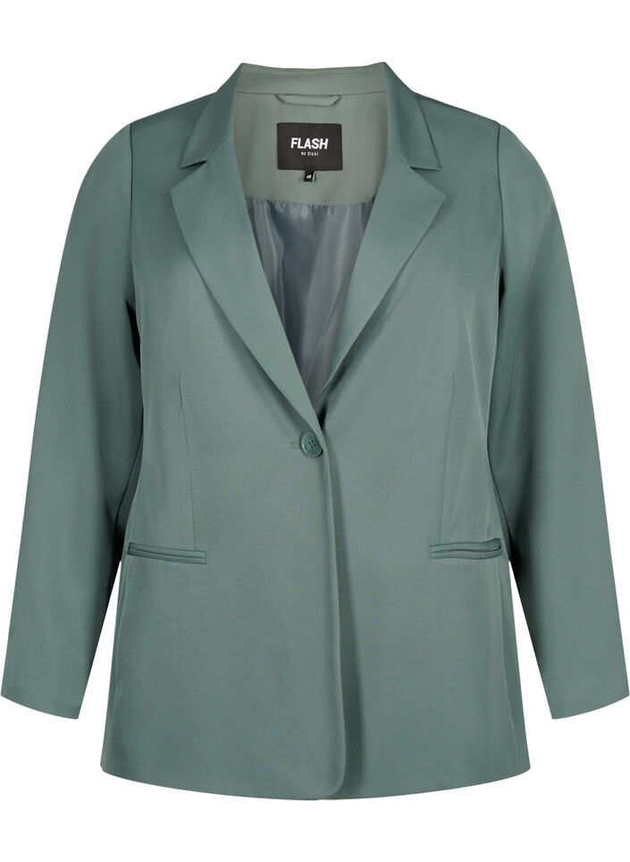 FLASH - Eenvoudige blazer met knoop, Groen, Packshot image number 0
