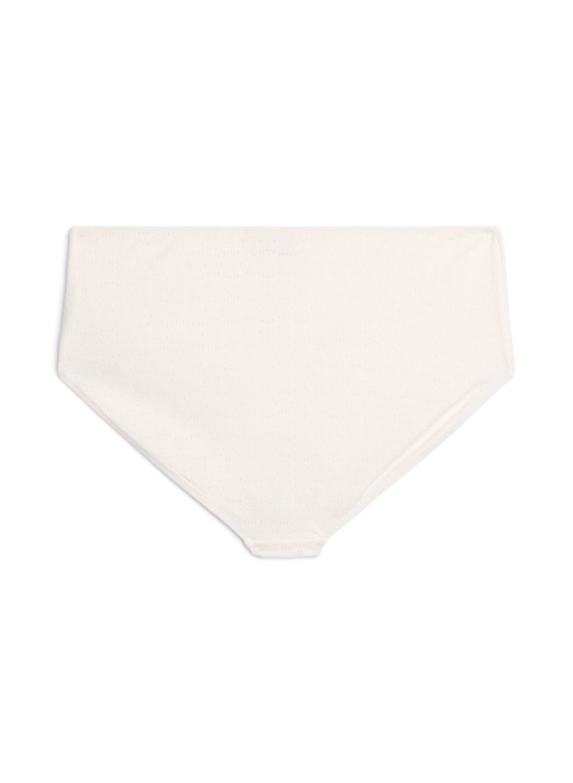 Zizzi Bas de bikini &agrave; motif textur&eacute; et taille standard, Blanc, Packshot image number 1