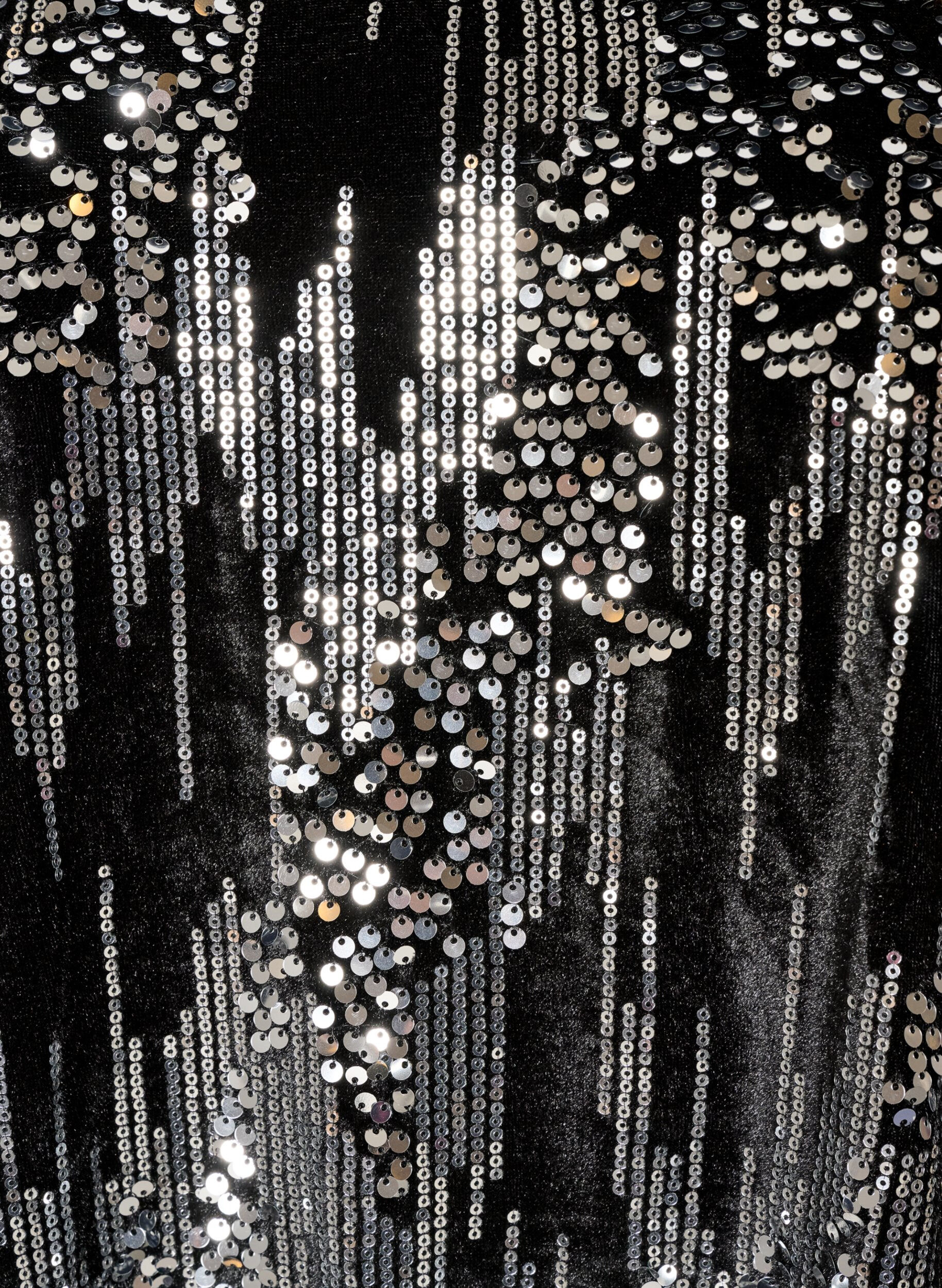 ZizziRobe courte en sequins avec des manches ballon, Noir, Packshot image number 2