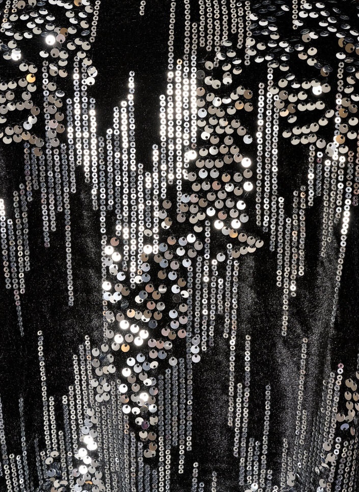 Robe courte en sequins avec des manches ballon, Noir, Packshot image number 2