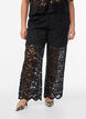 Hoog getailleerde kanten broek met rechte pijpen, Zwart, Model image number 3