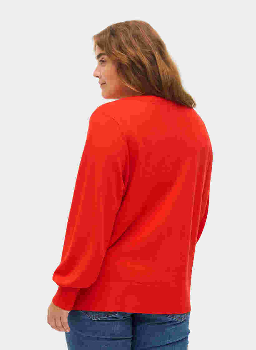 Gebreid vest met knopen in viscosemix, Fiery Red, Model image number 1