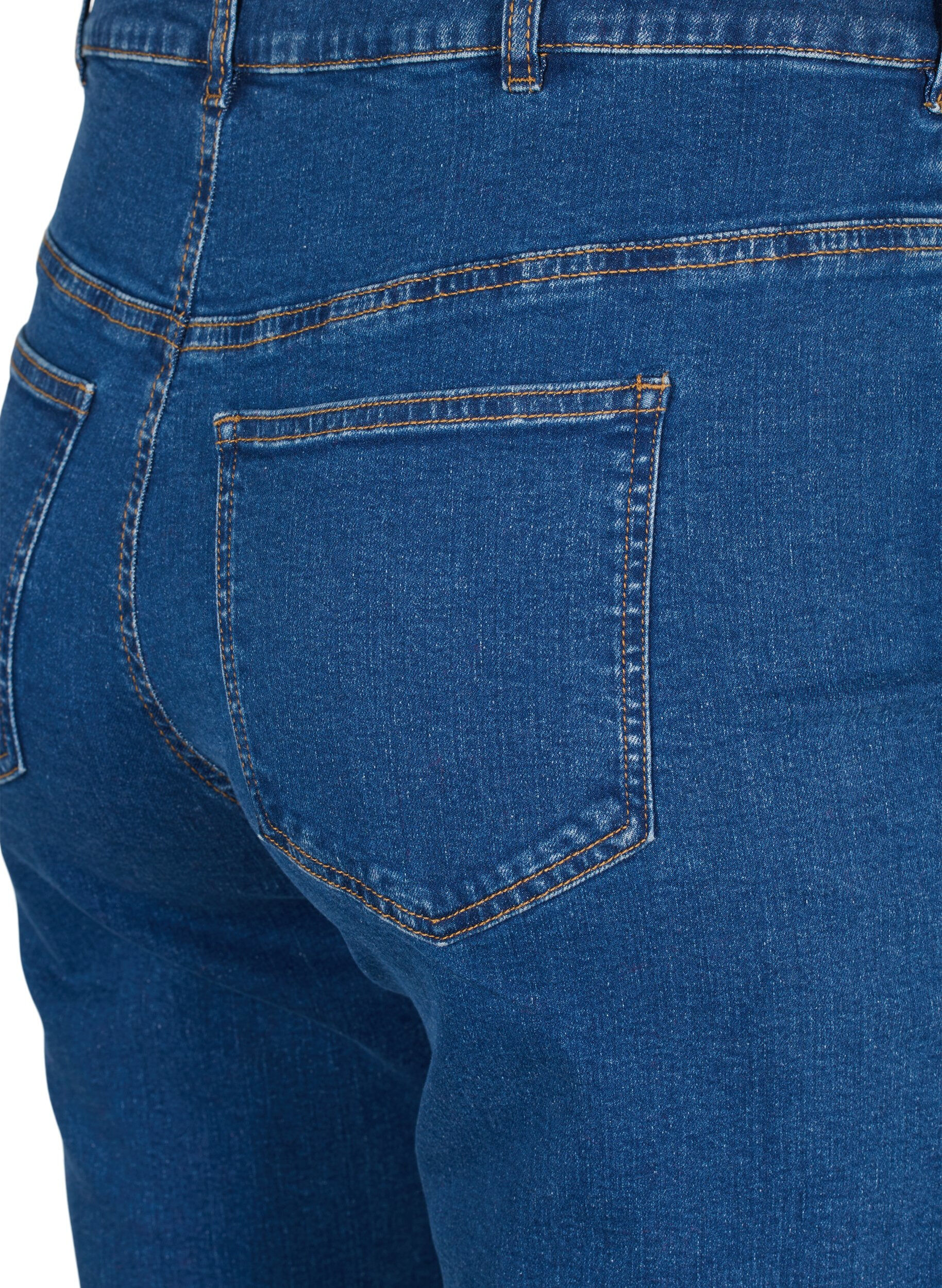 Zizzi Gemma-jeans met hoge taille en rechte pasvorm, Blauw, Packshot image number 3