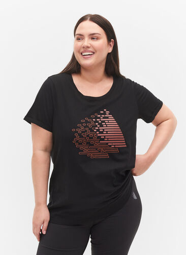 Sport-T-shirt met print, Black w. Copper Foil, Model image number 0