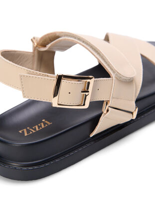 Leren sandaal met brede pasvorm en verstelbare bandjes, Irish Cream, Packshot image number 4