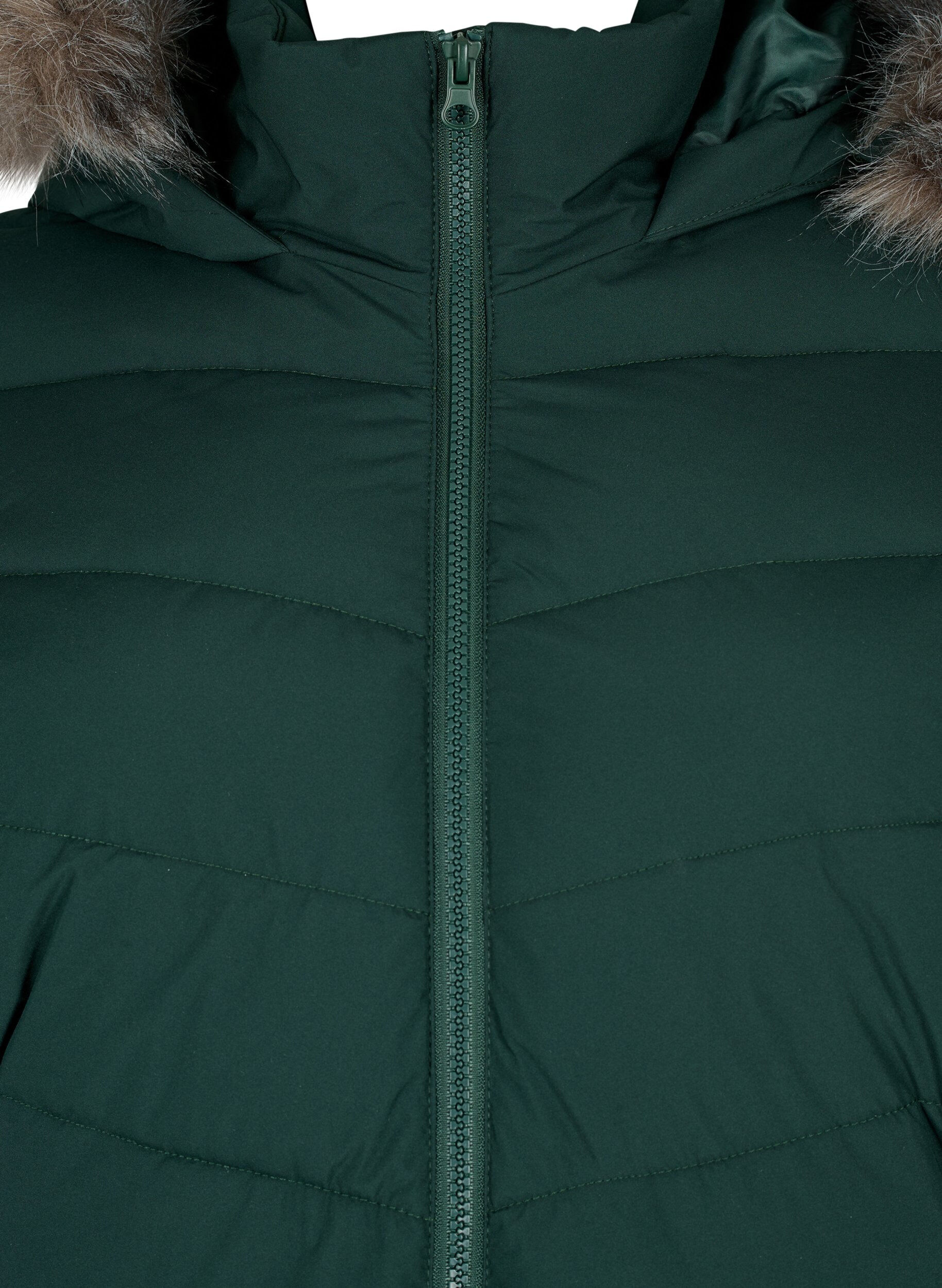 Zizzi Veste courte &agrave; capuche, Vert fonc&eacute;, Packshot image number 2