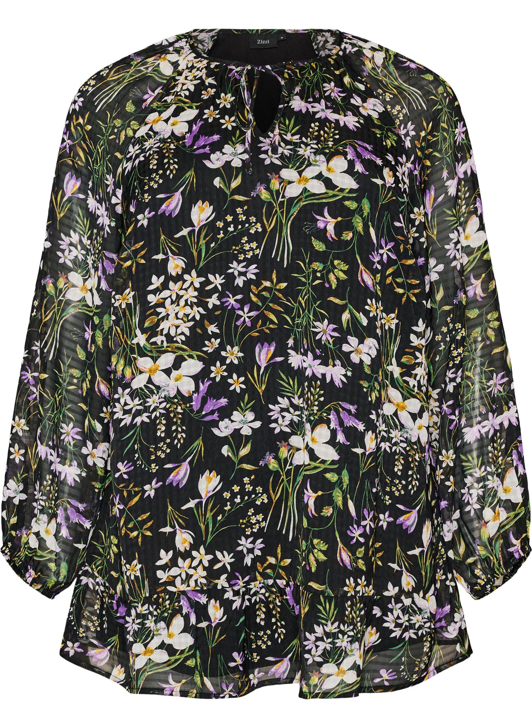 ZizziA-lijn tuniek met bloemenprint, Zwart, Packshot image number 0