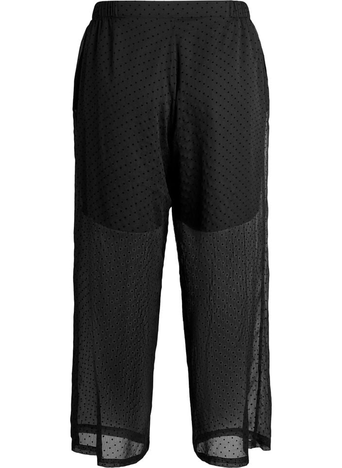 Pantalon ample en mousseline &agrave; pois, Noir, Packshot image number 1