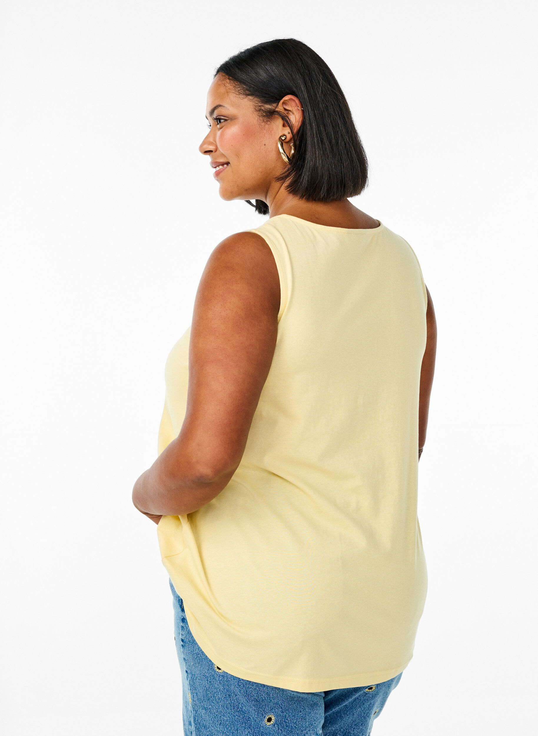 ZizziTop en coton avec forme en A, Jaune, Model image number 2