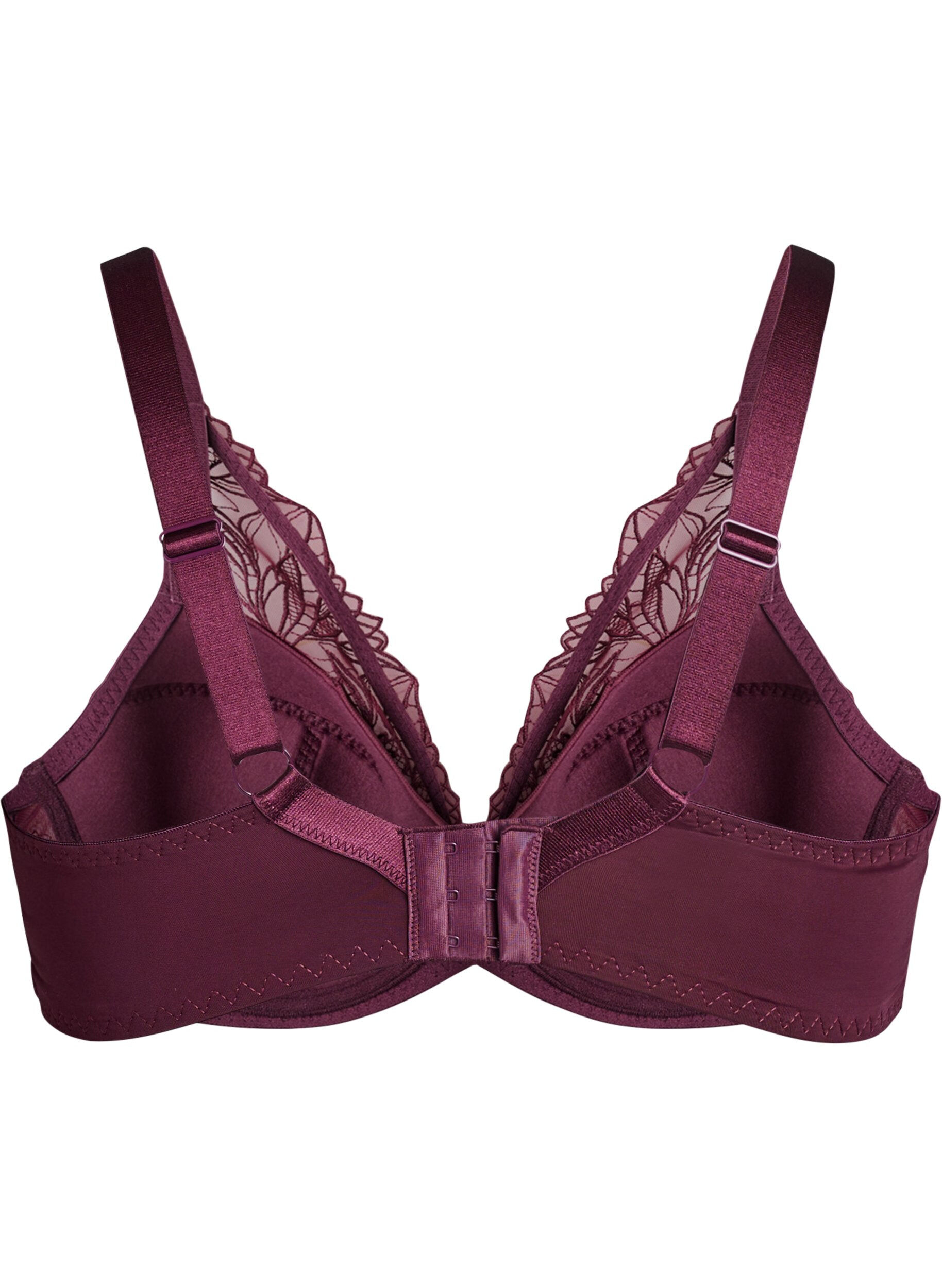 Zizzi Soutien-gorge rembourr&eacute; en dentelle avec armatures, Bordeaux, Packshot image number 1
