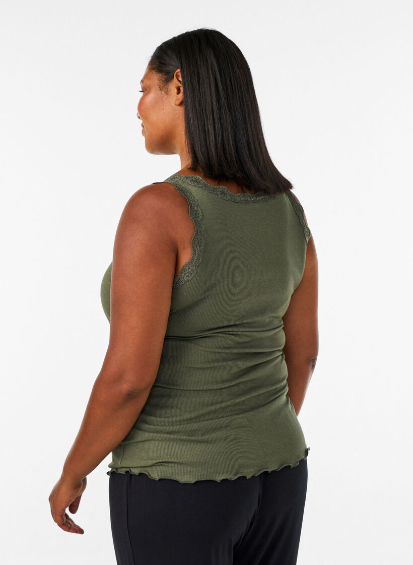 Top met kant, Groen, Model image number 2