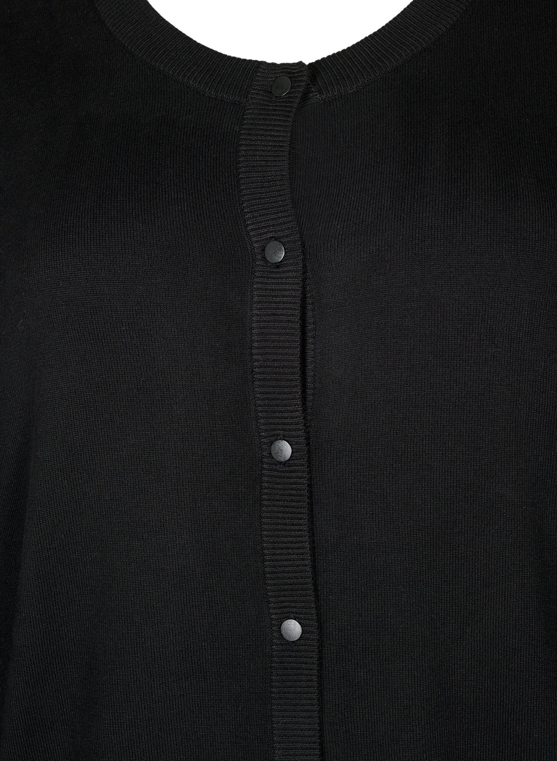 ZizziCardigan en tricot avec col rond et boutons, Noir, Packshot image number 2